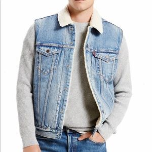 Levi's Men's Denim Regular Fit Snap Front Sherpa Trucker Jean Vest